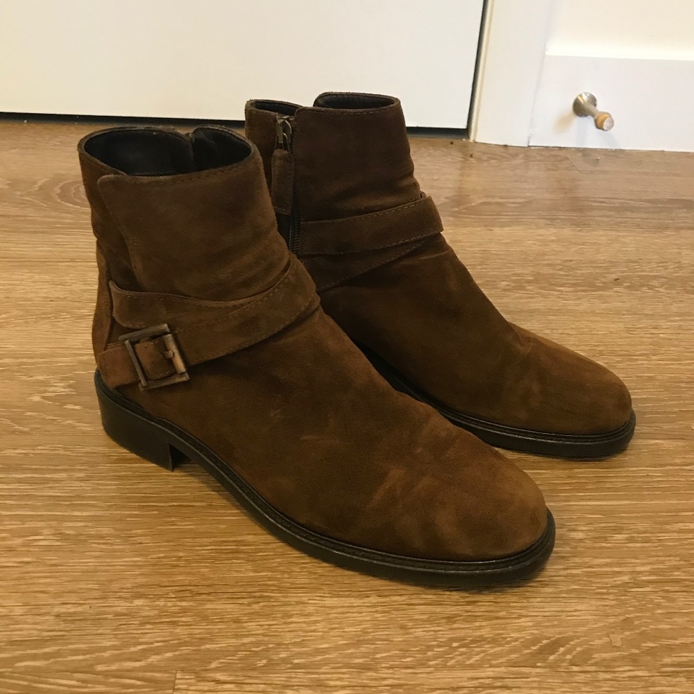 Aquatalia Chestnut Suede Water Resistant Bootie